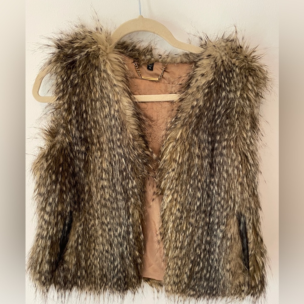 Short length faux fur vest